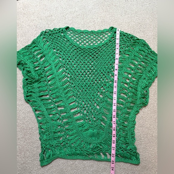 POL Green Bohemian Crochet Top Women Size Small - Picture 4 of 5